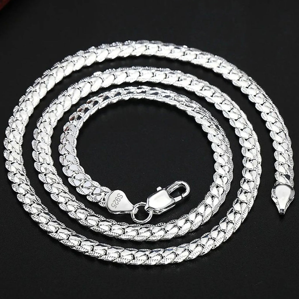 925 Sterling Silver 8/16/18/20/22/24 Inch 6mm Side Chain Necklace Bracelet For Woman Men Fashion Charm Wedding Jewelry Vera Lux