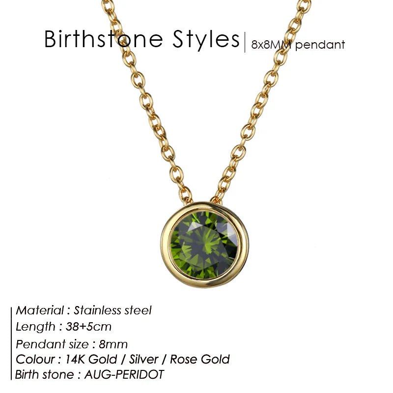 Classic Stainless Steel Necklace Women Designer Luxury Jewelry Gold Color Bride Statement 12 Birthstone Necklace Vera Lux