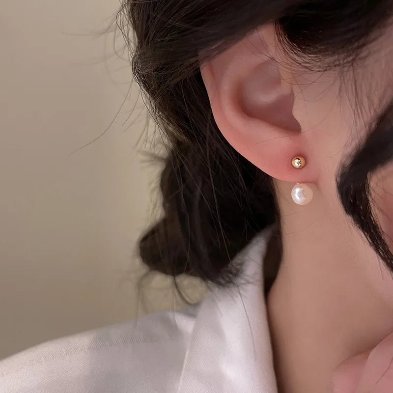 2024 Korean New Simple Temperament Circle Pearl Earrings Fashion Small Versatile Earrings Women's Jewelry Vera Lux