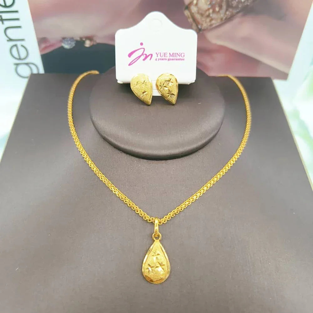Exquisite Gold Color Jewelry Set for Party Stud Earrings and Pendant Necklace African Bridal Jewelry Set for Engagement Party Vera Lux