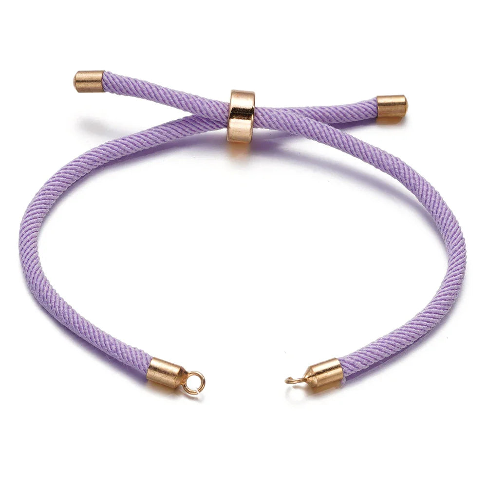 1pc Adjustable Nylon Braided Twisted Cords Slider Friendship Bracelets with Brass Cord End for Jewelry Making DIY Findings Vera Lux