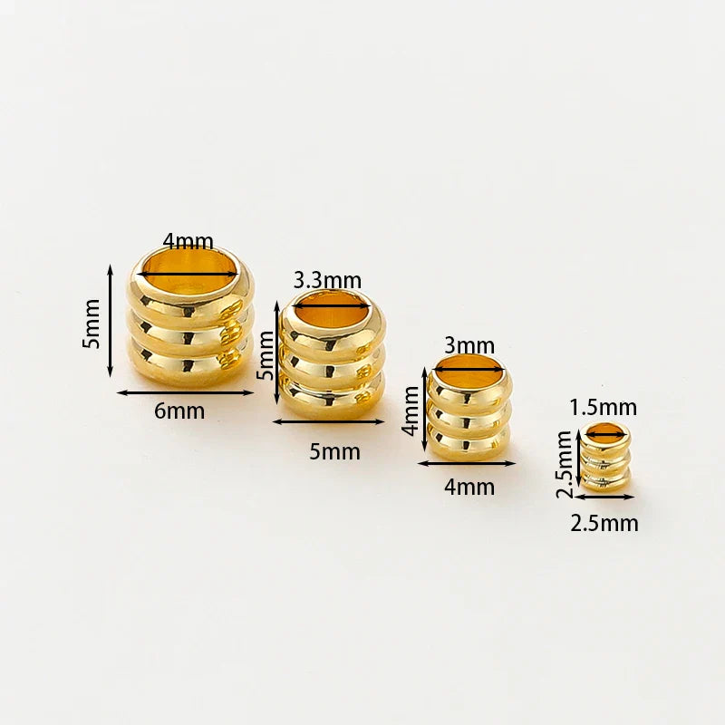 20 30 50pcs/lot 14K 18K Gold Plated Cylinder Charm Metal Beads Loose Spacer Beads For Bracelet DIY Jewelry Making Accessories Vera Lux