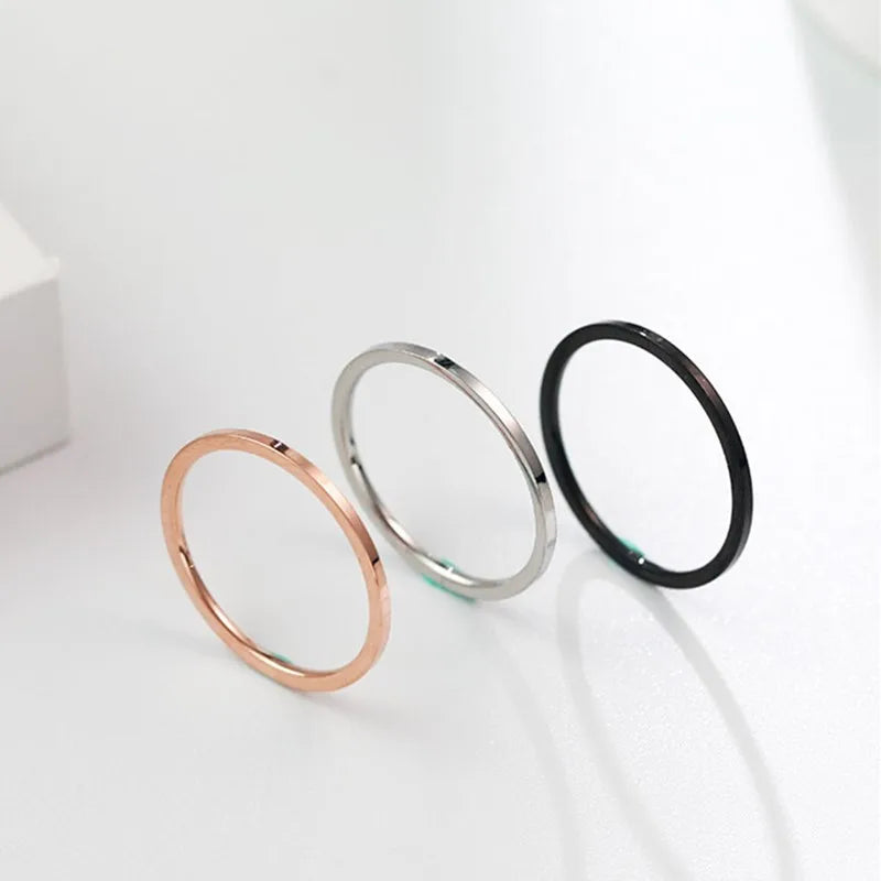 1mm Thin Stackable Ring Stainless Steel Plain Band Knuckle Midi Ring for Women Girl Size 3-10 Vera Lux