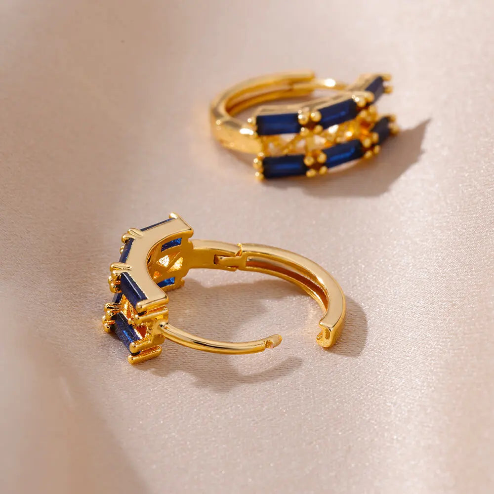 Luxury Blue Zircon Earrings For Women Stainless Steel Earrings 2024 Trending New Design Goth Jewelry aretes mujer Vera Lux