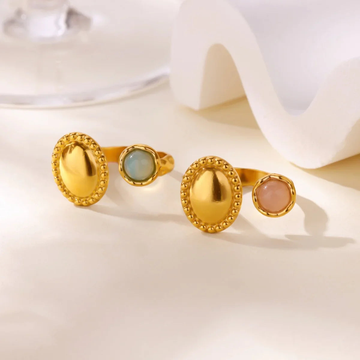 Luxury Opal Zircon Sun Rings For Women Girls Stainless Steel Gold Color Open Ring 2025 New Fashion Wedding Couple Jewelry Gift Vera Lux