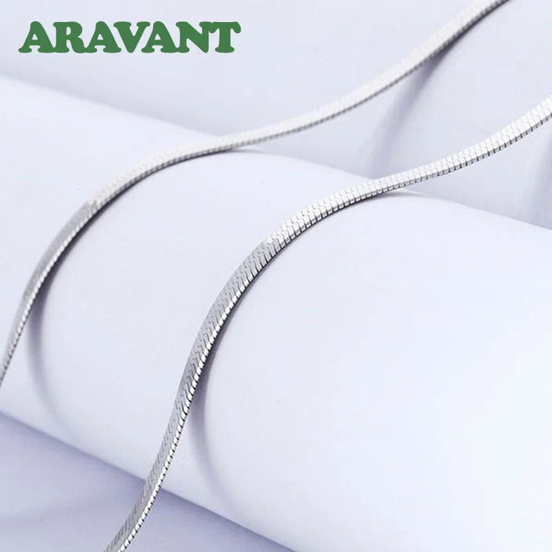 Aravant 925 Silver 4MM Snake Bone Necklace Chain For Women Men Fashion Jewelry Vera Lux
