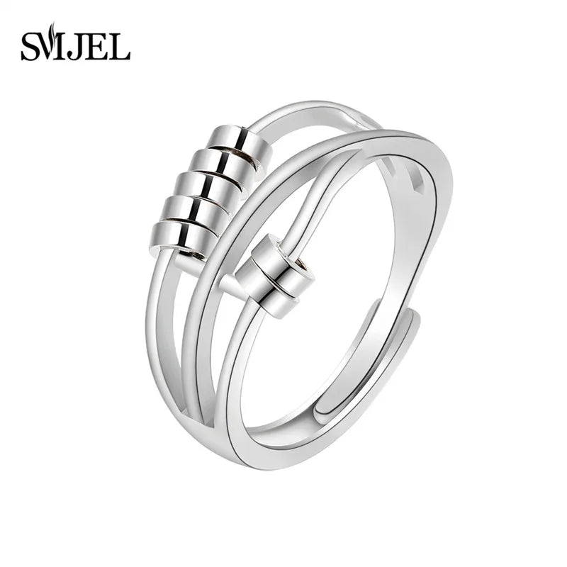 SMJEL Anti Stress Anxiety Ring Fidget Spinner Rings Adjustable for Women Rotating Freely Spinning Accessories Jewelry Gifts Vera Lux