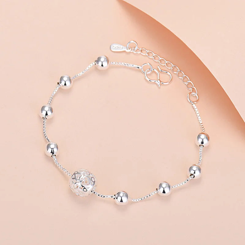 925 Sterling Silver Lucky Bead Charm Bracelets Woman Couple Chain Round Bangles Luxury Jewelry Accessories Wholesale Vera Lux