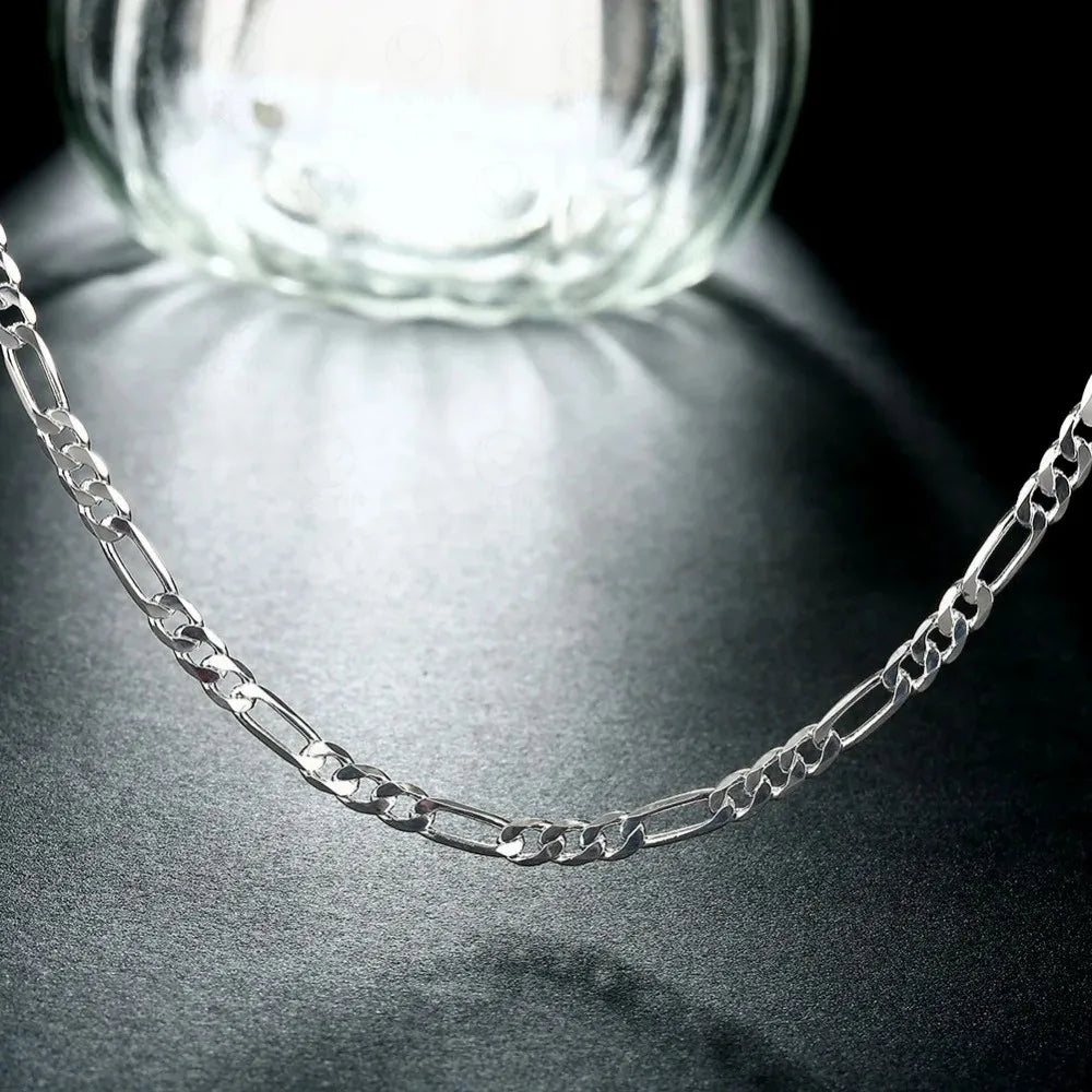 ALIZERO 40-75cm 925 Silver 4mm Figaro Chain Necklace for Women Men Long Necklace Hip Hop Jewelry Gift Vera Lux