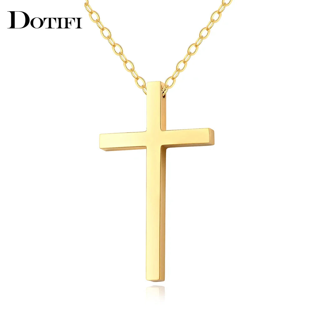 Stainless Steel Necklaces Classic Cross Jesus Fashion Large Style Man Chain Necklace For Women Jewelry Collar Pendant Gifts NEW Vera Lux