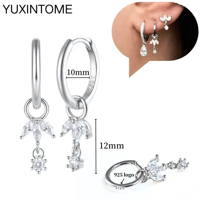 925 Sterling Silver Ear Needle Fashion Hoop Earrings White Crystal Luxury Women's Silver Earrings Wedding Women's Jewelry Gift Vera Lux