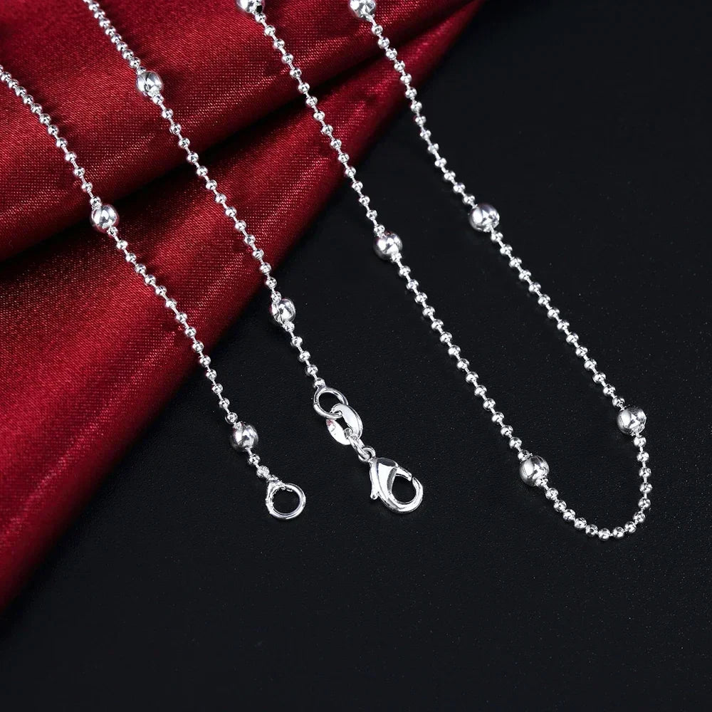 925 Sterling Silver charms Round beads chain Necklace For Women 16-24 inch Fashion party wedding noble Jewelry Holiday gifts Vera Lux