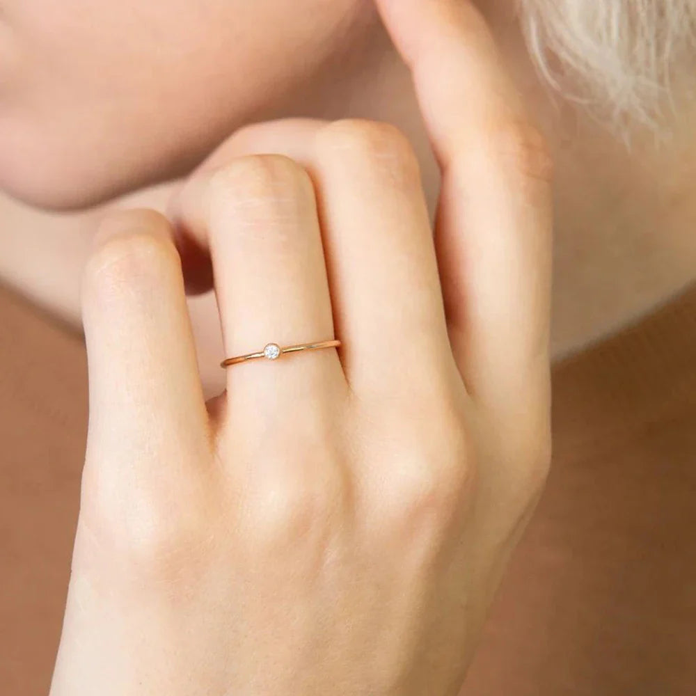 316 Stainless Steel Birthstone Ring Gold Color Simple Fashion Style For Women Festival Party Gift Jewelry Dropshipping Vera Lux