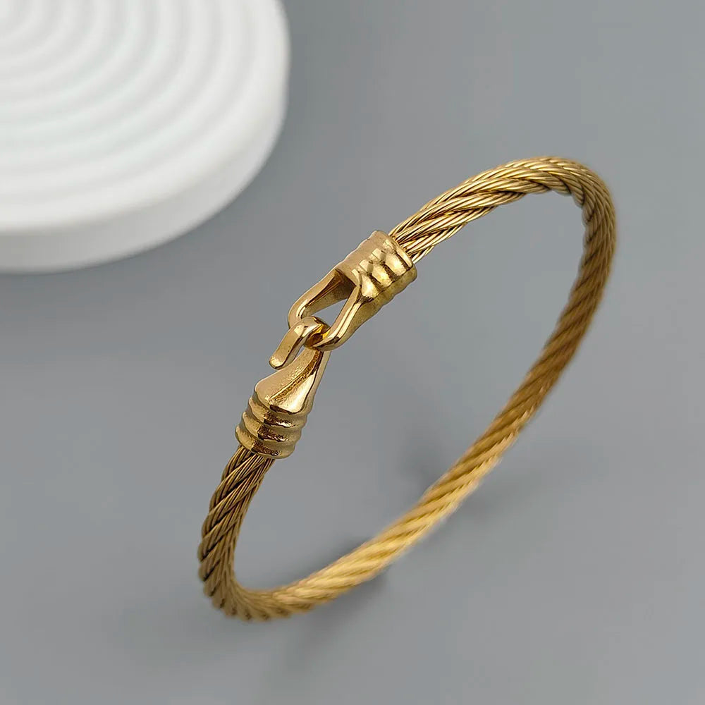 New steel wire button hook gold-plated stainless steel bracelet 18K, high quality waterproof couple bracelet, wife gift Vera Lux