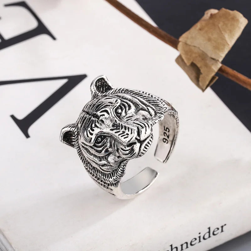 925 Sterling Silver Tiger Adjustable Rings For Women Engagement Female Jewelry Accessories  Jewellery Vera Lux