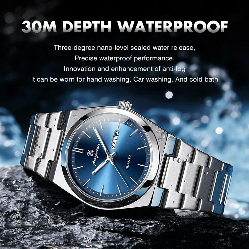 PAAZOMU Luxury Sport Quartz Man Wristwatch Waterproof Luminous Date Week Men Watches Stainless Steel Men's Watch Male Reloj+box Vera Lux
