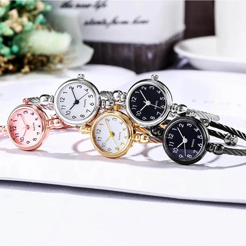 YIKAZE Women Watches Small Gold Bangle Bracelet Watch Stainless Steel Retro Ladies Quartz Wristwatch Clock Fashion Dress Watch Vera Lux