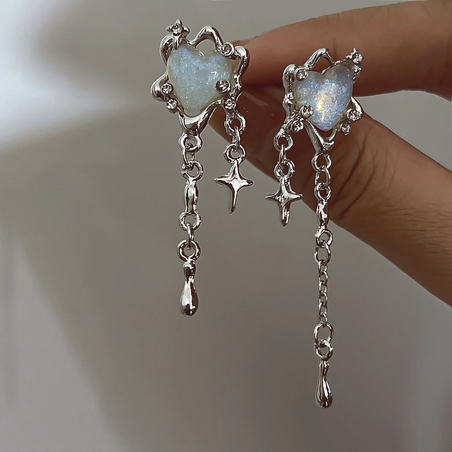 Y2K Irregular Liquid Earrings for Women Silver Color Hip-Hop Punk Fashion Geometric Earring Clip Girl 2024 Trendy Party Jewelry Vera Lux