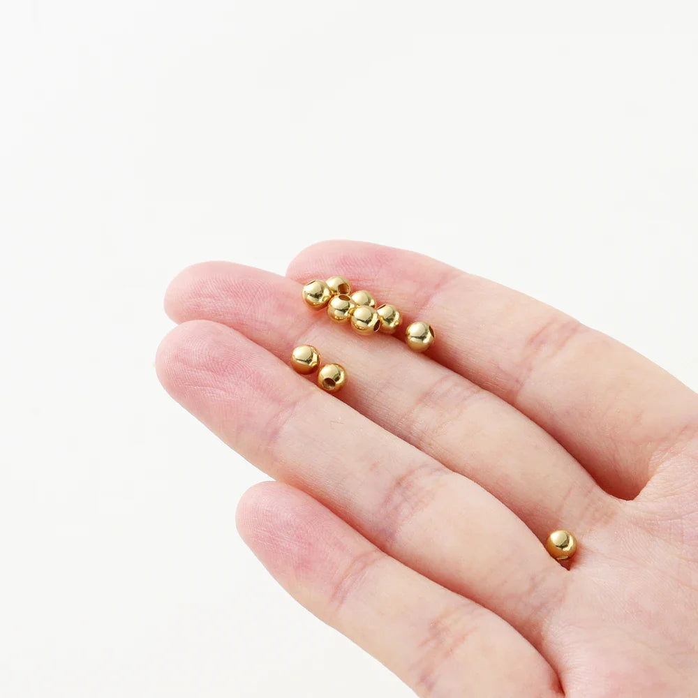 30-100Pcs 14K/18K Gold Color Plated Brass 2/2.5/3/4/5/6mm Spacer Beads for Jewelry Making Beads Accessories Findings Wholesale Vera Lux