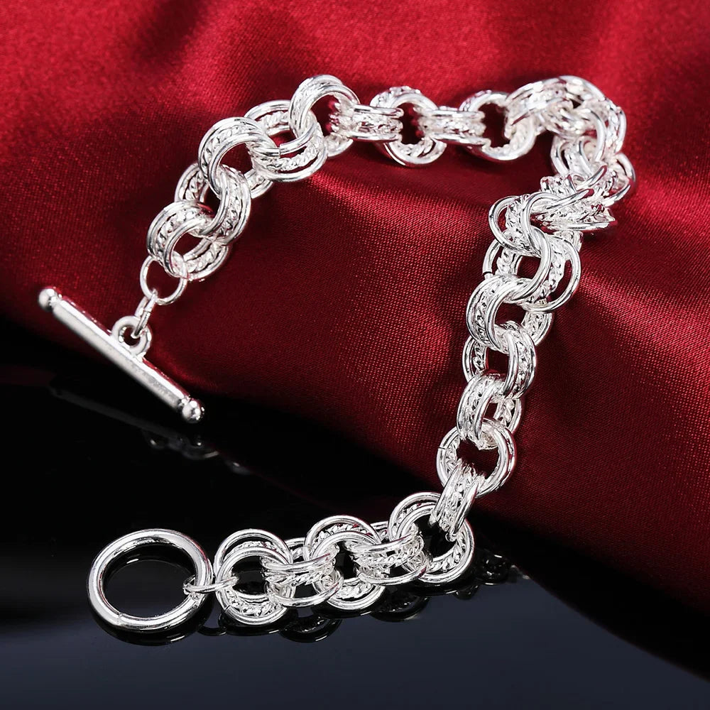Fashion 925 Sterling Silver Ring Round Bracelets For Women Men Wedding Luxury Quality Jewelry Vera Lux