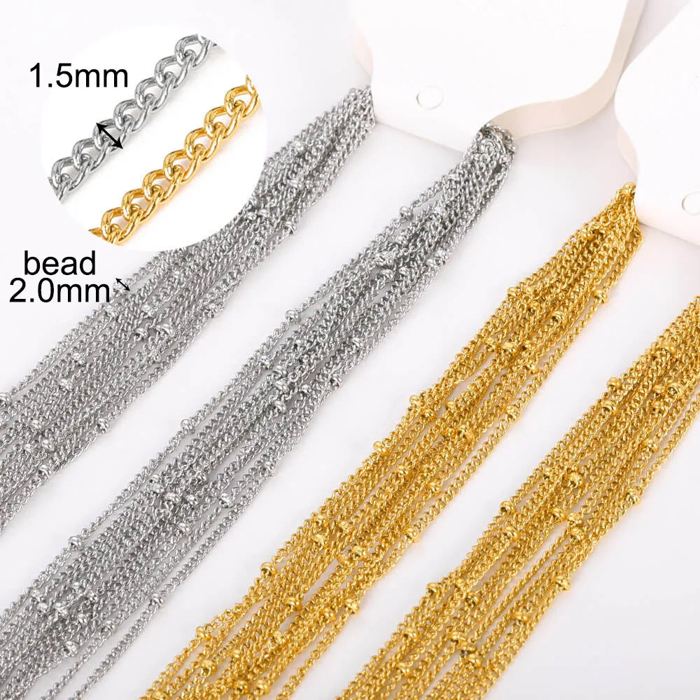 10pcs/set Stainless Steel Gold Color Necklace For Women 45cm Chain DIY Jewelry Accessories Making Materials Handmade Supplies Vera Lux