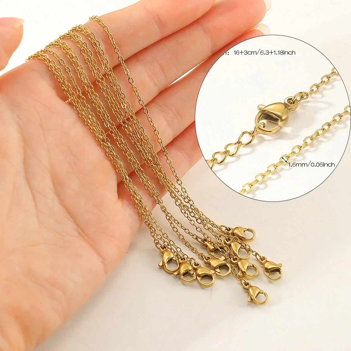 10pcs/set Stainless Steel Gold Color Necklace For Women 45cm Chain DIY Jewelry Accessories Making Materials Handmade Supplies Vera Lux