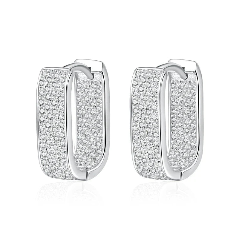 NeeTim Full D Color Sparkling Moissanite Earrings 925 Sterling Silver Classic Shining Hoop Earrings For Women Wedding Jewelry Vera Lux