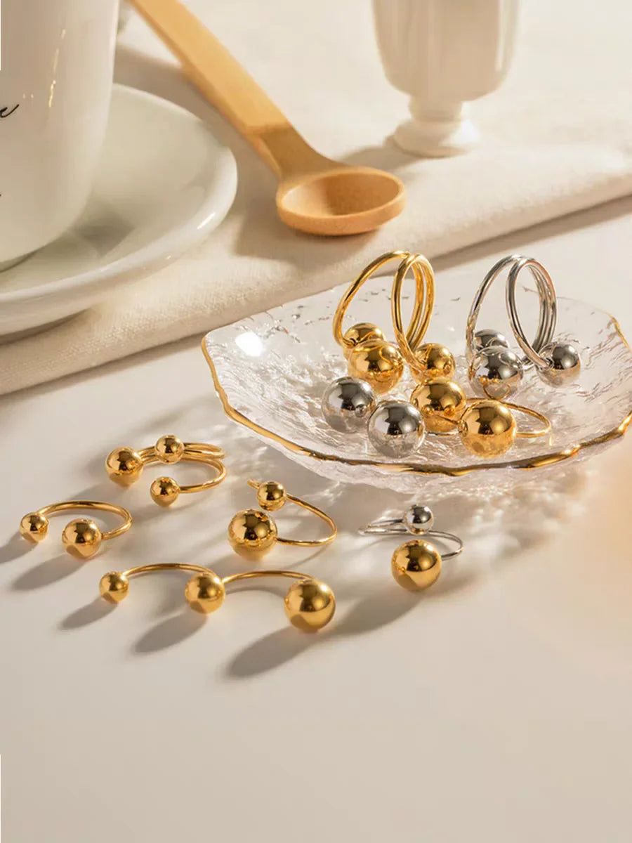 Stainless Steel Double Ball Adjustable Ring For Women Unisex Gold Color Trendy Finger Rings Decompression Jewelry Gifts Anillos Vera Lux