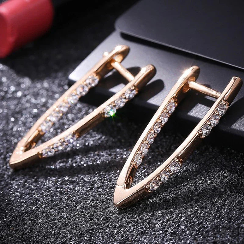 Aravant 925 Silver 18K Gold Cubic Zirconia Hoop Earrings For Women Fashion Jewelry Vera Lux