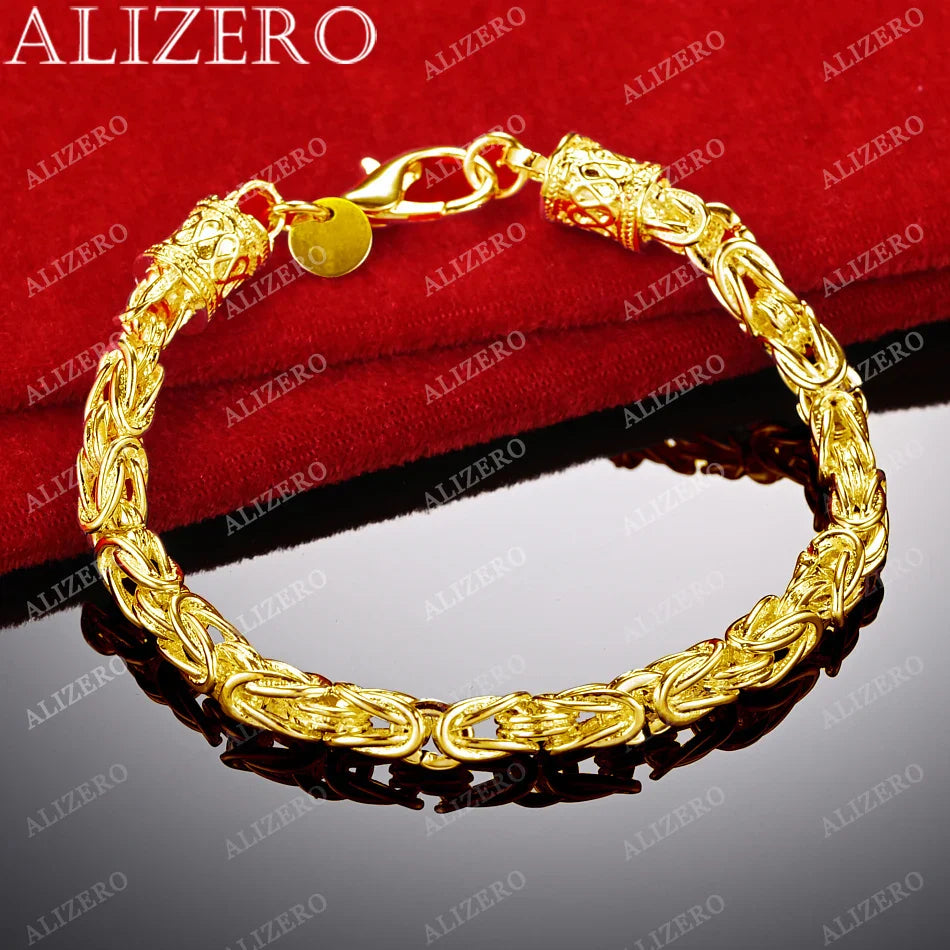 ALIZERO 18K Gold Bracelet 5mm Faucet Chain Bracelets For Men Woman Fashion Wedding Party Gift Fine Jewelry Wholesale Vera Lux