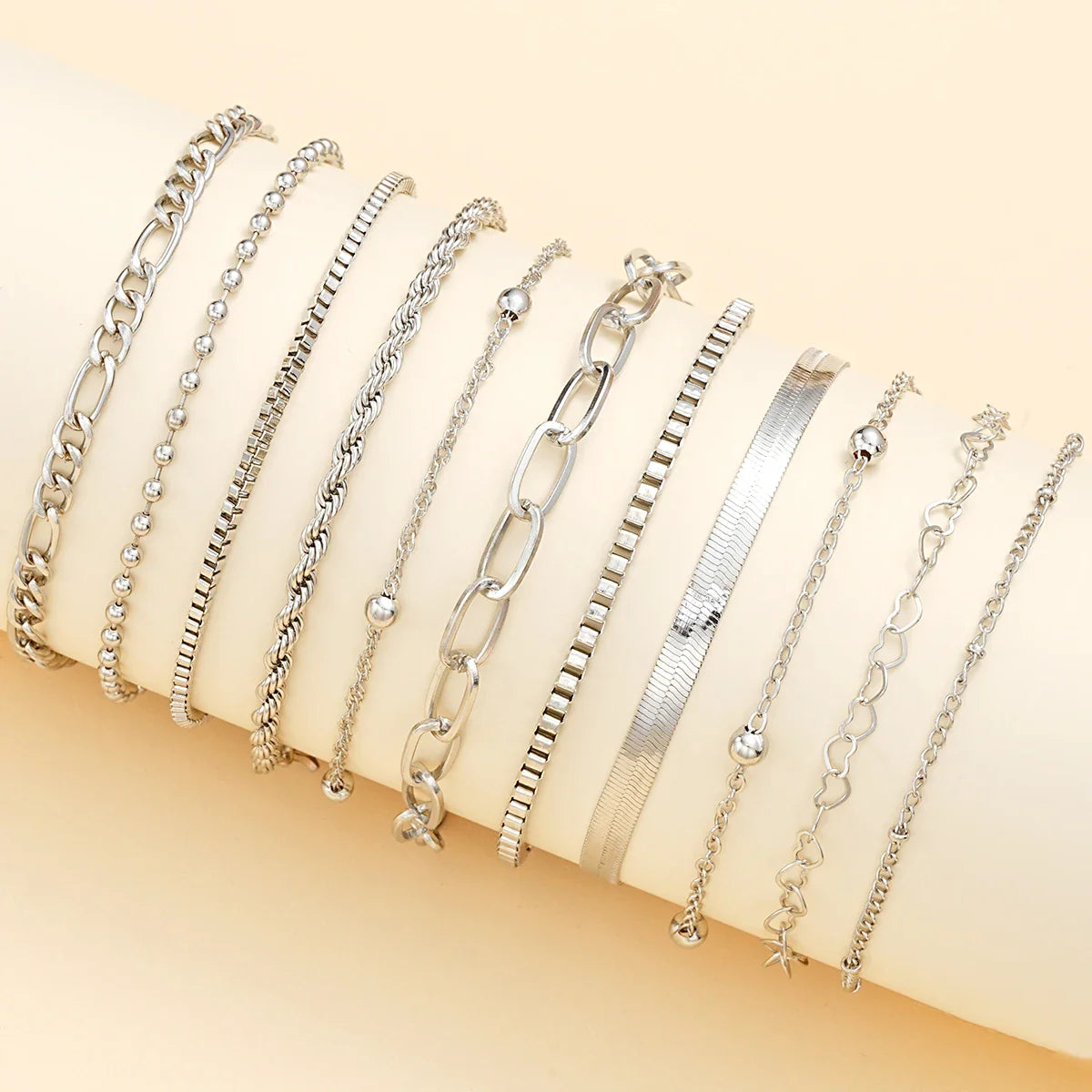 11Pcs/Set Boho Twisted Flat Snake Chain Anklet for Women Summer Beach Vintage Barefoot Ankle Bracelet On Leg Jewelry Accessories Vera Lux