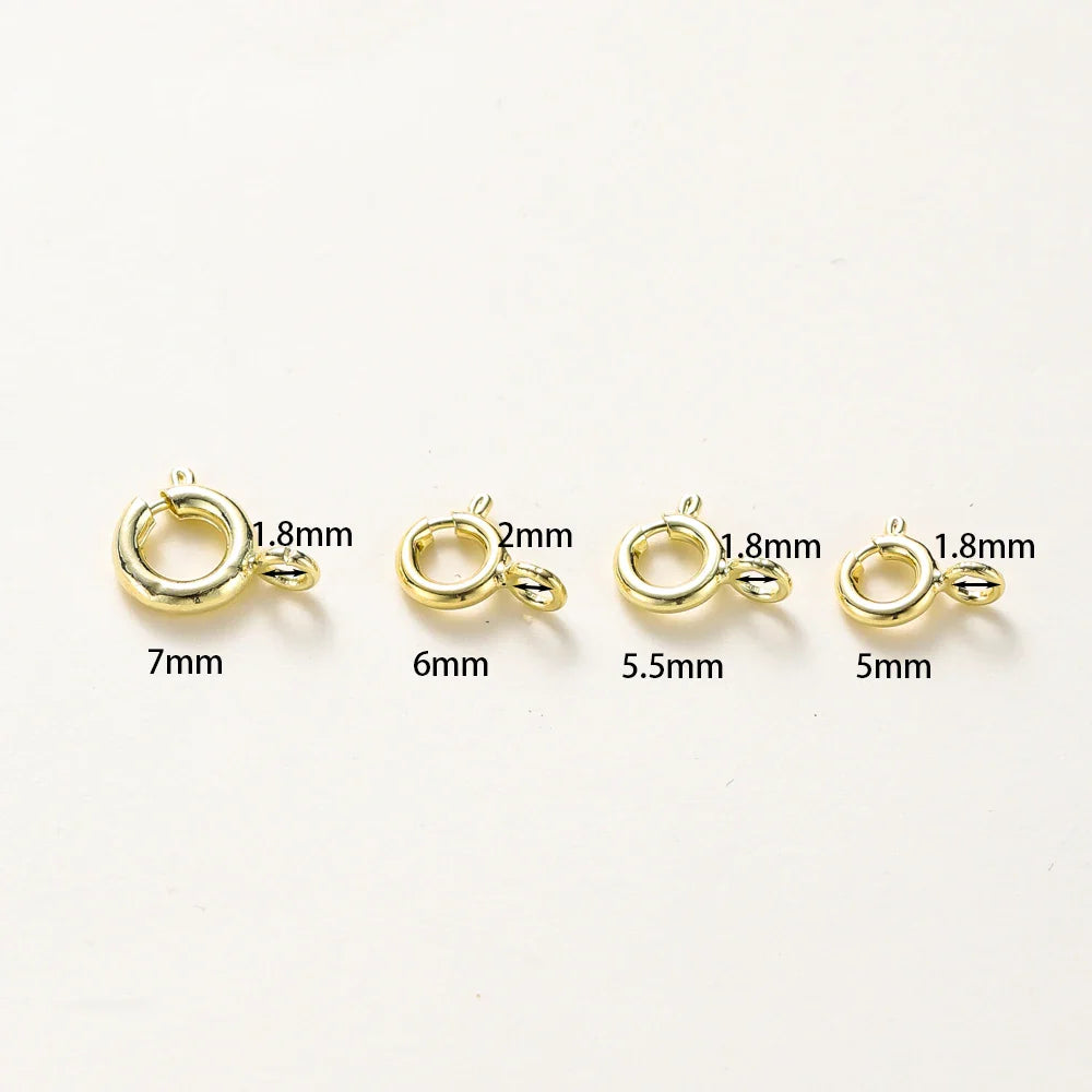 10pcs/ 14K 18K Gold Round Spring Clasp With Jump Ring Open Connect Clasp For DIY Jewelry Necklace Chain Making Accessories Vera Lux