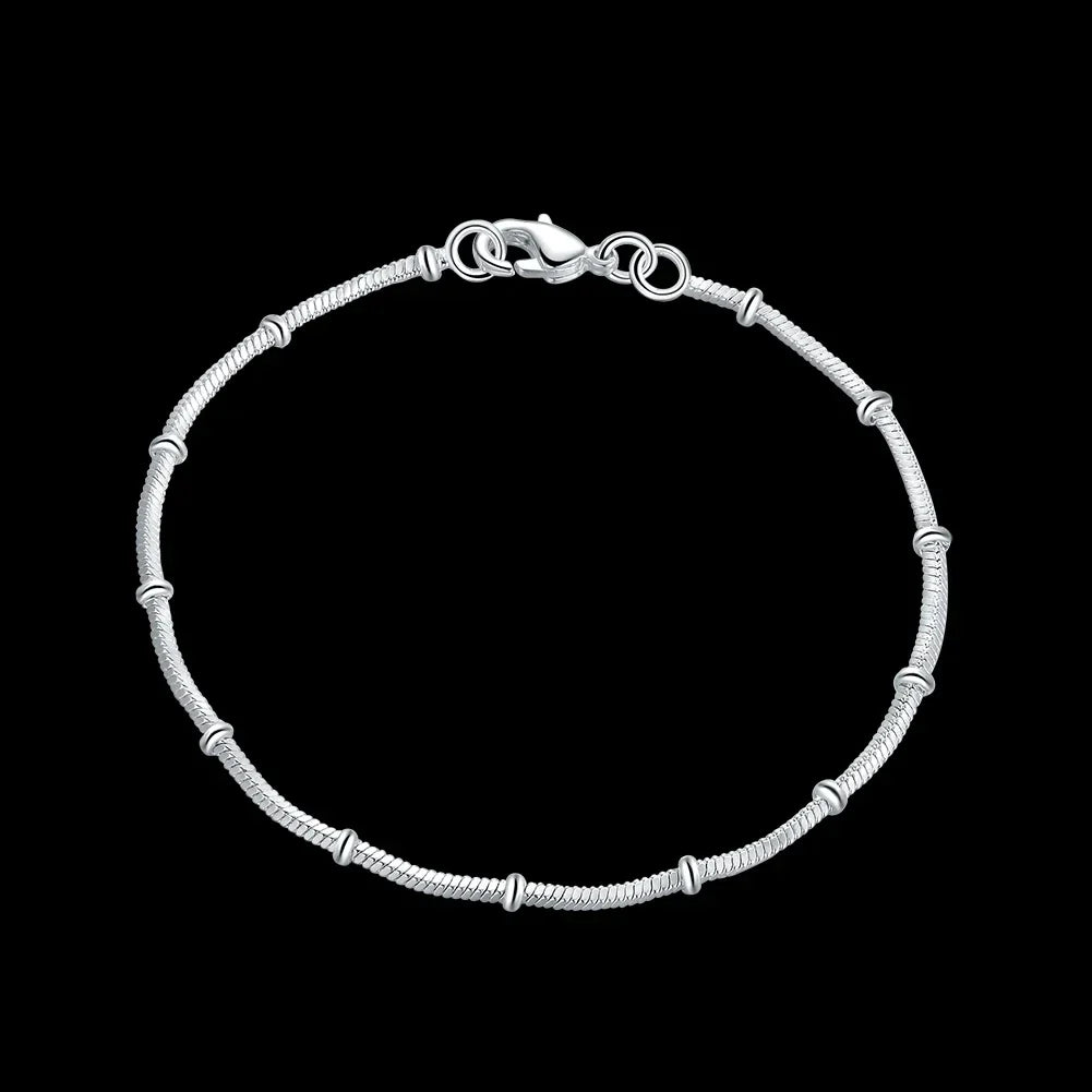 Hot new 925 sterling silver Bracelets for women fine snake bone beads chain fashion Wedding party Christmas gifts Jewelry Vera Lux