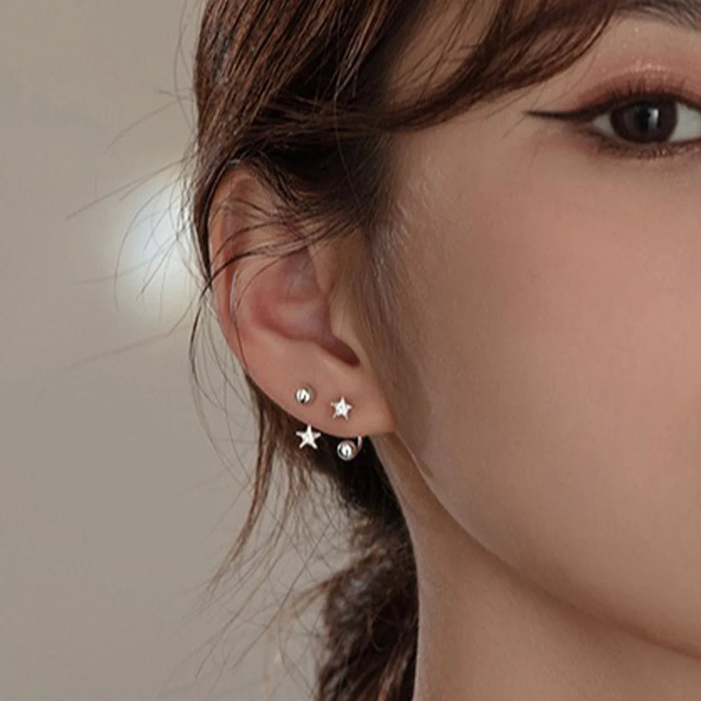 925 Silver Star Flash Crystal Summer Small Fresh Female 2022 New Trendy Personality Earrings Vera Lux