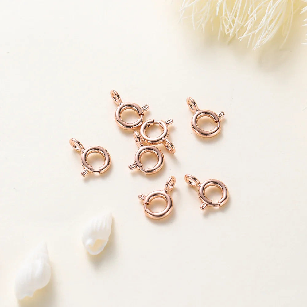 10pcs/ 14K 18K Gold Round Spring Clasp With Jump Ring Open Connect Clasp For DIY Jewelry Necklace Chain Making Accessories Vera Lux