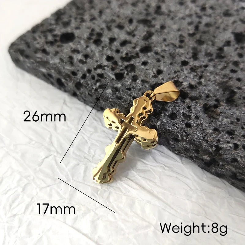 18K Gold Plated Stainless Steel Cross Pendant Vintage Inspired Double Cross Jewelry for Daily Wear & Special Occasions Vera Lux