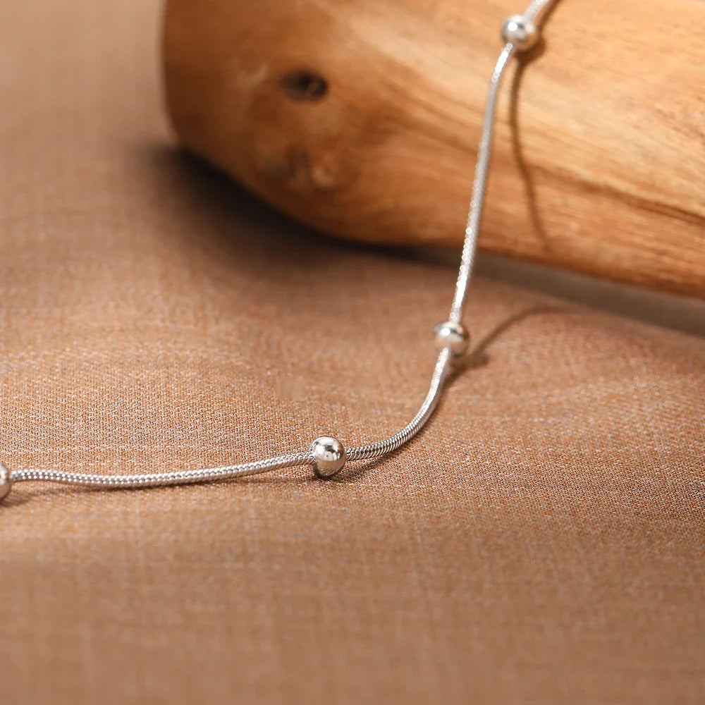 Aomogo Stainless Steel Anklet Simple Snake Bead Chain Hip Hop Punk Anklet Fashion Light Luxury Women's Jewelry Banquet Gift Vera Lux