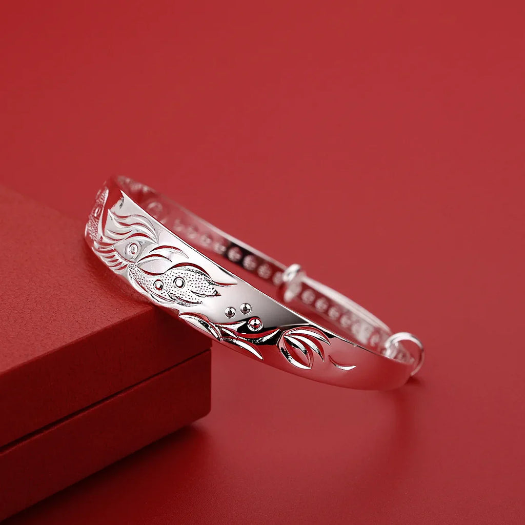Luxury 925 Sterling Silver Noble Phoenix Bracelets Bangles For Women Fashion Party Wedding Jewelry Holiday Gifts Adjustable Vera Lux