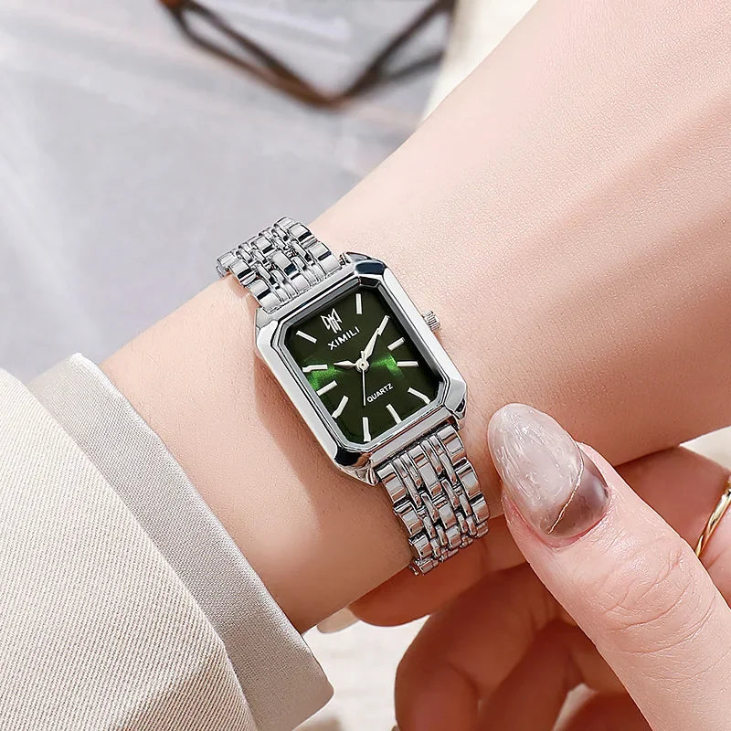 2025 Hot Brand Stainless Steel Strap Watch Women Luxury Gift Quartz Wristwatch Student Fashion Simple Square Quartz Watches Vera Lux