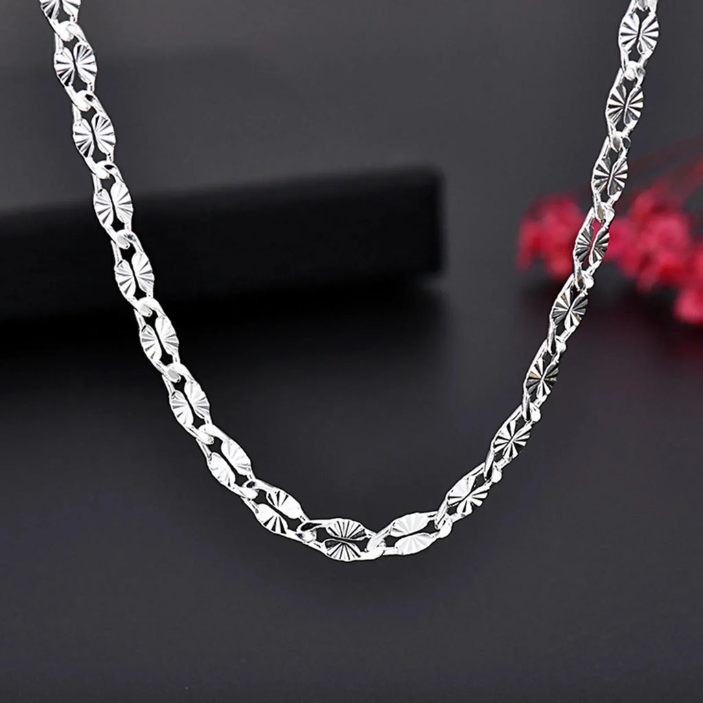 Fine 925 Sterling Silver flat chains Necklaces for Men Women wedding party Jewelry Christmas gifts 45-75cm Vera Lux