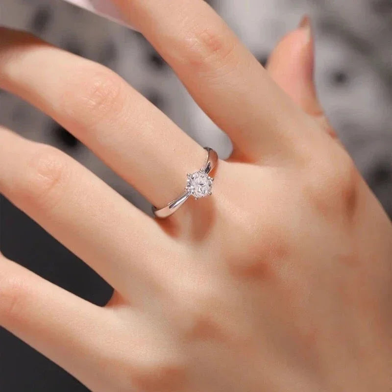 NeeTim 0.3ct 4mm Moissanite Diamond Ring for Women S925 Sterling Silver with Gold Plated Eternity Band Wedding Party Jewelry Vera Lux