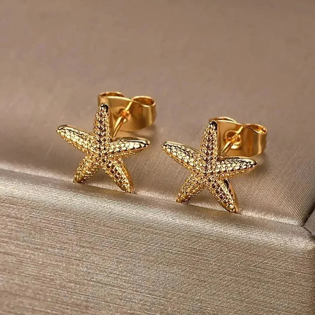 Vintage Summer Starfish Stud Earrings For Women Simple Star Shell Earrings Stud Ocean Party Jewelry Gift Vera Lux