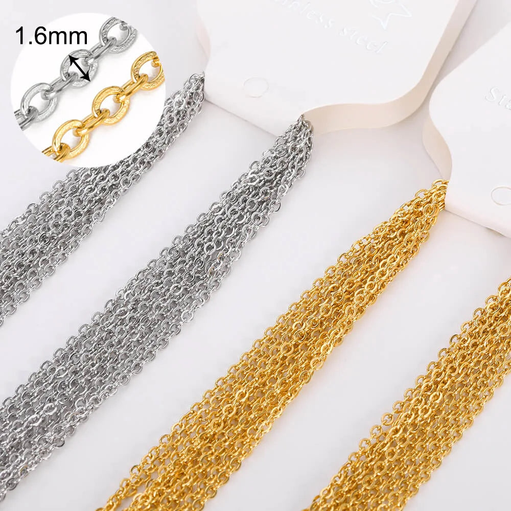 10pcs/set Stainless Steel Gold Color Necklace For Women 45cm Chain DIY Jewelry Accessories Making Materials Handmade Supplies Vera Lux
