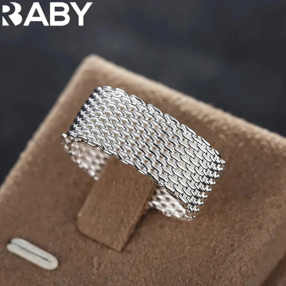 Hot classic 925 Sterling Silver charms Simple Net Rings lady fine Jewelry for Women men Size 6 7 8 9 10 Fashion  Wedding gifts Vera Lux