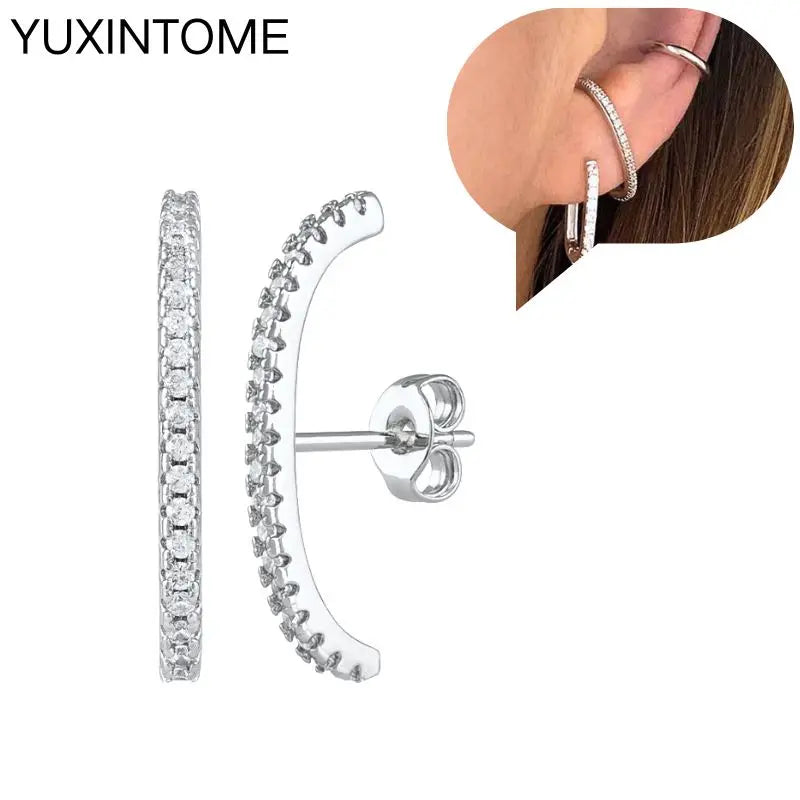 925 Sterling Silver Ear Needle Fashion Hoop Earrings White Crystal Luxury Women's Silver Earrings Wedding Women's Jewelry Gift Vera Lux