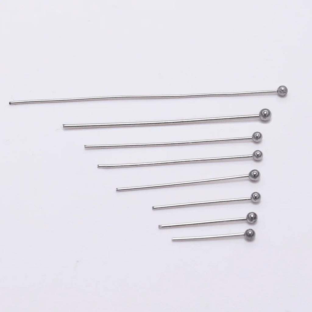100pcs/Pack Stainless Steel 15-50mm Silver Ball Head Pins For Handmade DIY Jewelry Making Headpin Findings Accessories Vera Lux