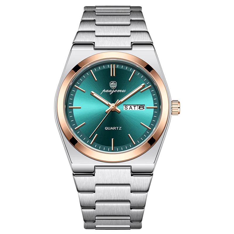 PAAZOMU Fashion Men's Quartz Watch Stainless Steel Waterproof Luminous Man Watch Chronograph Date Multifunction Watches For Men Vera Lux