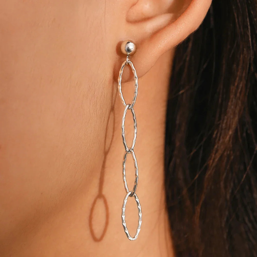 Stainless Steel Earrings Personality Irregular circle Long Fashion Simplicity High-end Sense Dangle Earrings For Women Jewelry Vera Lux