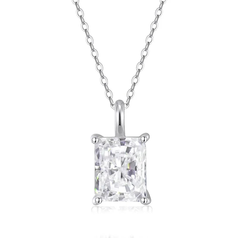 NeeTim 1ct 2ct 3ct 4ct Radiant Cut D VVS1 Moissanite Necklace for Women with Gold Plated Jewelry Sterling Silver 925 Pendant Vera Lux