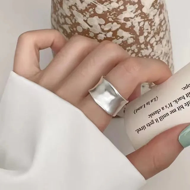 925 Sterling Silver Ring For Women Jewelry Wide Simple Open Vintage Handmade Ring Allergy For Party Birthday Gift Vera Lux
